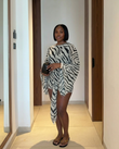 White Zebra Print Tie Waist Shorts Romper product image 2