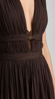Black V-Neck Pleated Pleated Fabric Maxi Dress product image 4