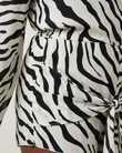 White Zebra Print Tie Waist Shorts Romper product image 5