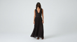 Black V-Neck Pleated Pleated Fabric Maxi Dress product image 7