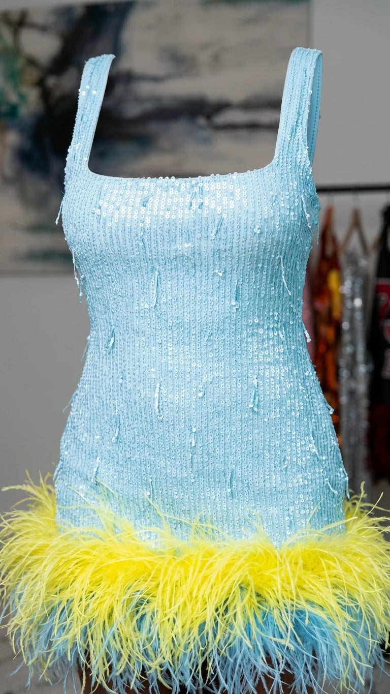 Light Blue Lustre Evening Sequin Maxi Dress Light Blue Maxi Dress with Asymmetric silhouette and Textured texture, additional styling view for Date Night, Sunset in Malibu, US Coastal Glam