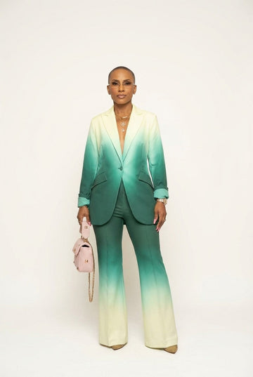 Women's Ombre Tailored Blazer and Pants Set Gradient Power Suit