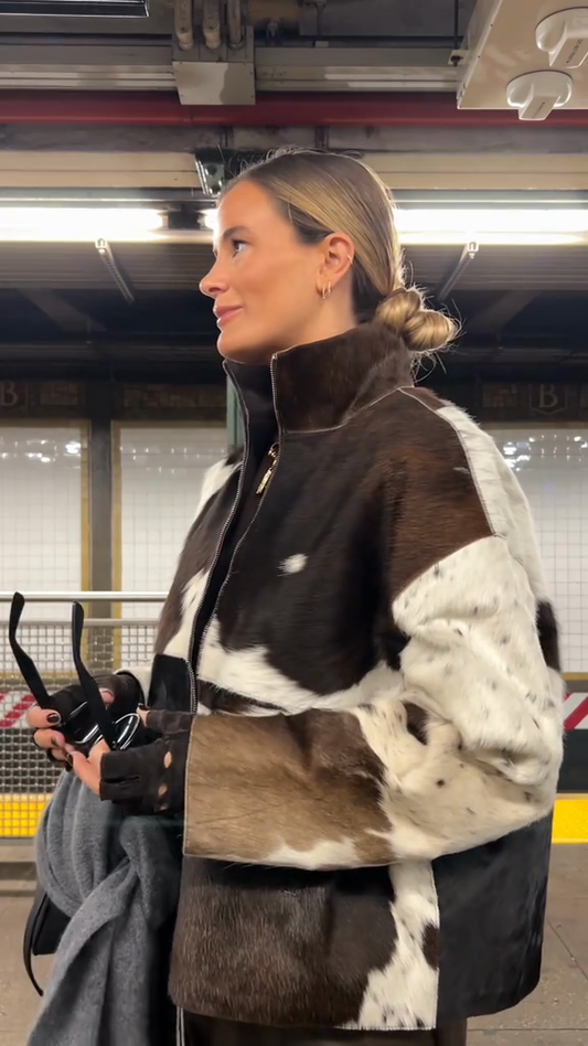 Printed fur jacket