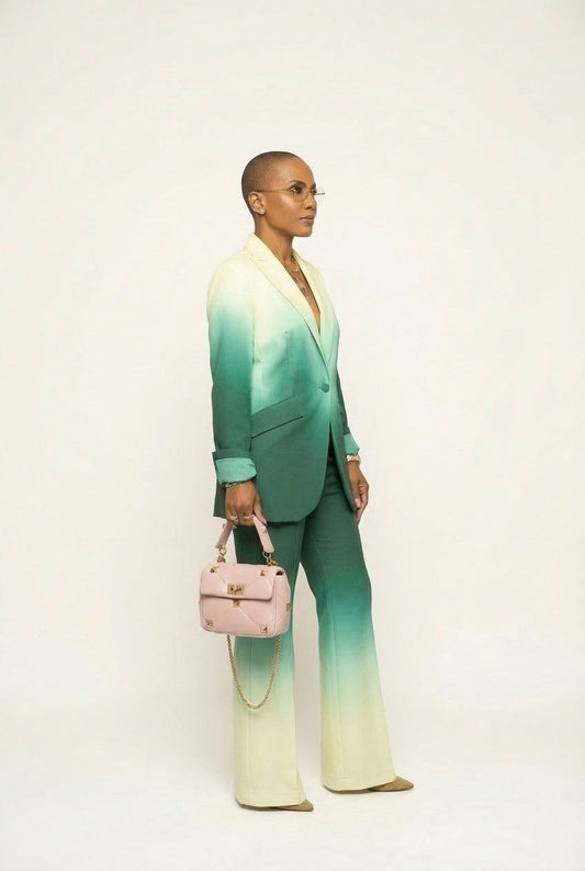 Women's Ombre Tailored Blazer and Pants Set Gradient Power Suit