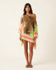 Brown Leopard Print Mini One-Shoulder Dress, front studio view, by Floravincie