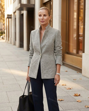 Light Grey Blazer, full-length hero view, by Floravincie