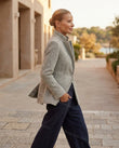 Light Grey Blazer, movement and fit lifestyle view, by Floravincie
