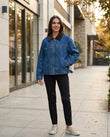 Blue Corduroy Denim Jacket, alternate use-case lifestyle view, by Floravincie