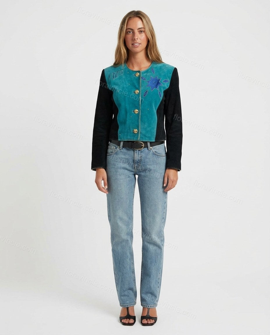 Light Blue Denim Pants, front studio view, by Floravincie