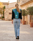 Light Blue Denim Pants, movement and fit lifestyle view, by Floravincie