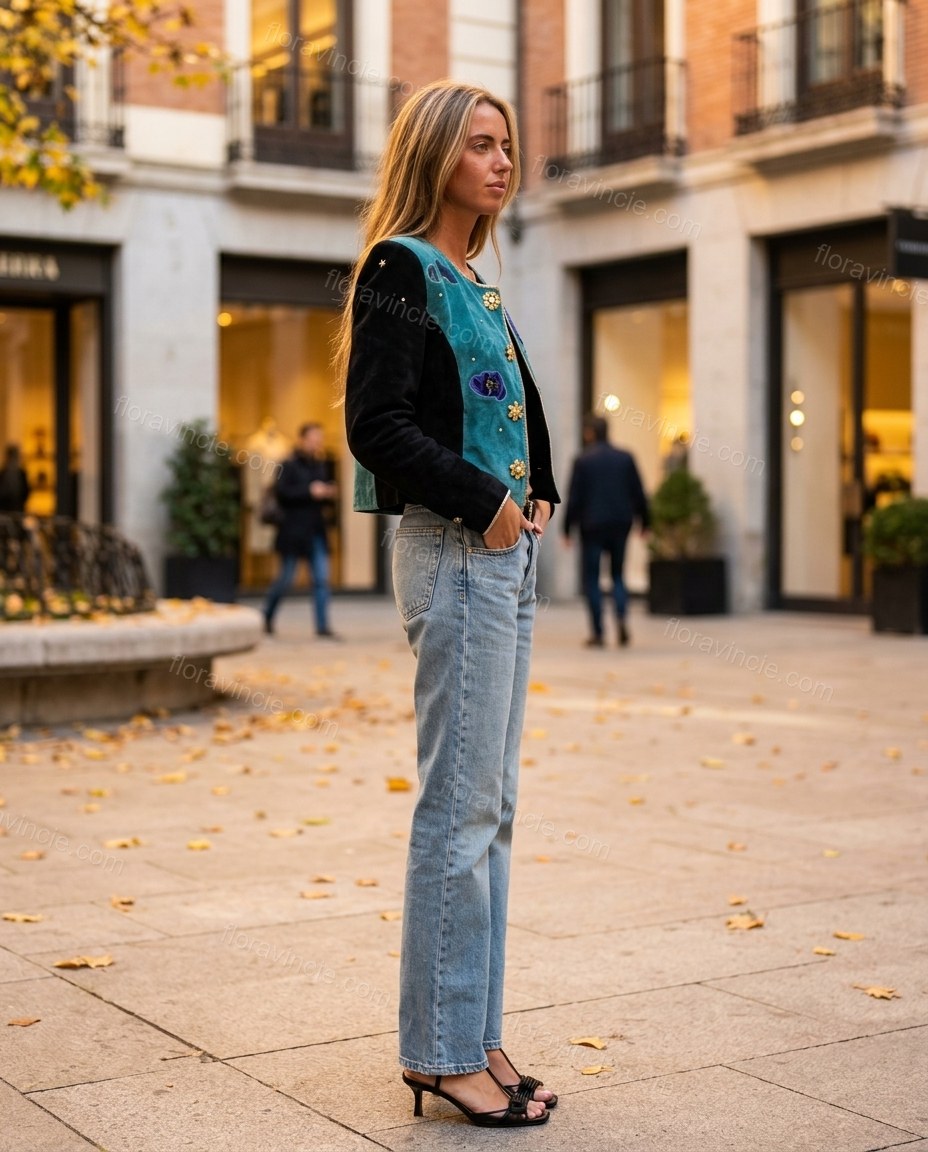 Light Blue Denim Pants, alternate use-case lifestyle view, by Floravincie