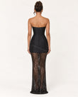 Black Geometric Strapless Pants Set, side and back studio view, by Floravincie