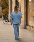 Light Blue Denim Jumpsuit, alternate use-case lifestyle view, by Floravincie