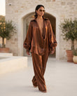 Bronze Satin Pants Set, alternate use-case lifestyle view, by Floravincie
