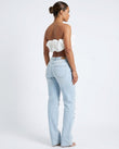 Light Blue Denim Pants, back studio view, by Floravincie