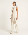 Cream Jumpsuit, side and back studio view, by Floravincie