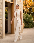 Cream Jumpsuit, movement and fit lifestyle view, by Floravincie