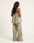 Khaki Strapless Peplum Top & Pants Set, back studio view, by Floravincie