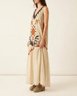 Beige Abstract Cape Tiered Bottom, side and back studio view, by Floravincie