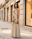 Beige Abstract Cape Tiered Bottom, alternate use-case lifestyle view, by Floravincie
