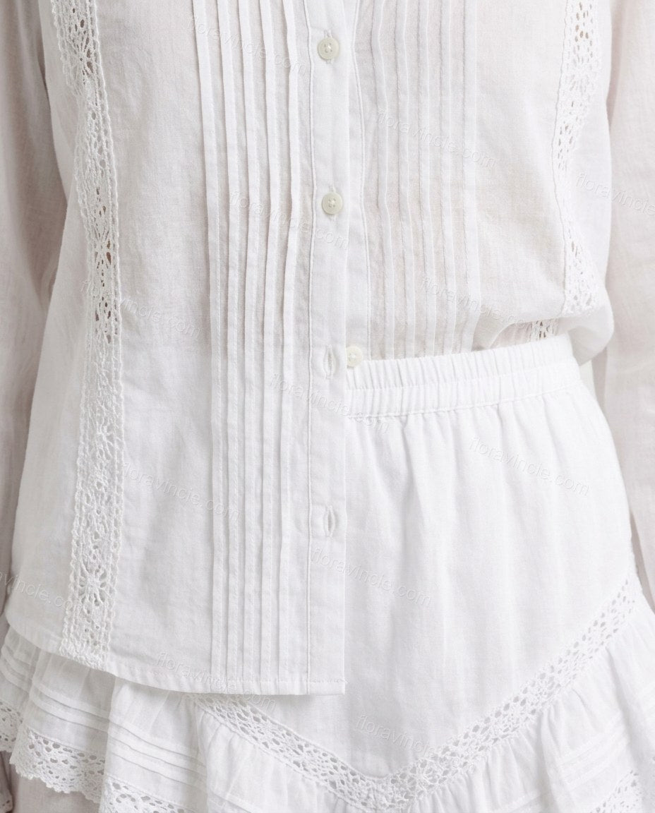 White Eyelet Ruffled Tiered Shorts Set, close-up of eyelet cutwork, by Floravincie
