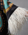 Black Abstract Maxi Fringe Dress, close-up of abstract, by Floravincie
