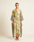 Green Floral Maxi Dress, front studio view, by Floravincie