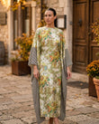 Green Floral Maxi Dress, three-quarter brand lifestyle view, by Floravincie