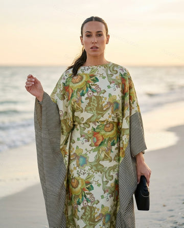 Green Floral Maxi Dress, full-length hero view, by Floravincie