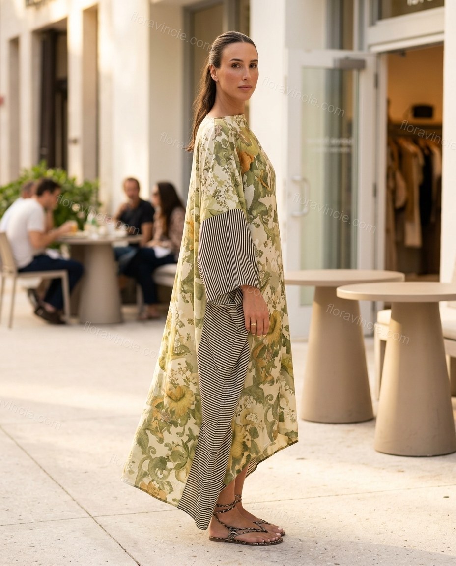 Green Floral Maxi Dress, alternate use-case lifestyle view, by Floravincie