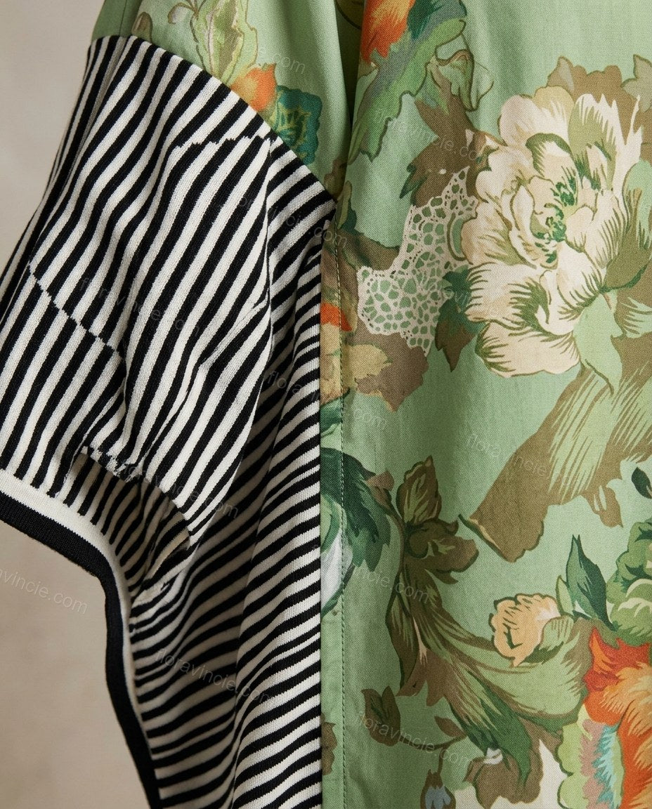 Green Floral Maxi Dress, close-up of floral, by Floravincie