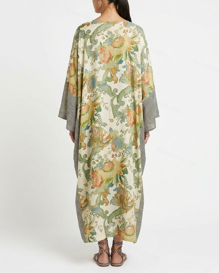 Green Floral Maxi Dress, back studio view showing no visible back detail, by Floravincie