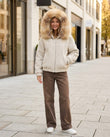 Off-white Faux-Fur Two-Piece Set, three-quarter brand lifestyle view, by Floravincie