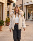 Off-white Faux-Fur Two-Piece Set, alternate use-case lifestyle view, by Floravincie