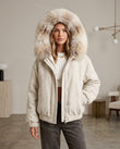 Off-white Faux-Fur Two-Piece Set, front studio view, by Floravincie