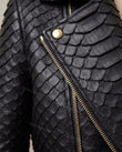 Black Animal Print Asymmetric Jacket, close-up of animal print, by Floravincie