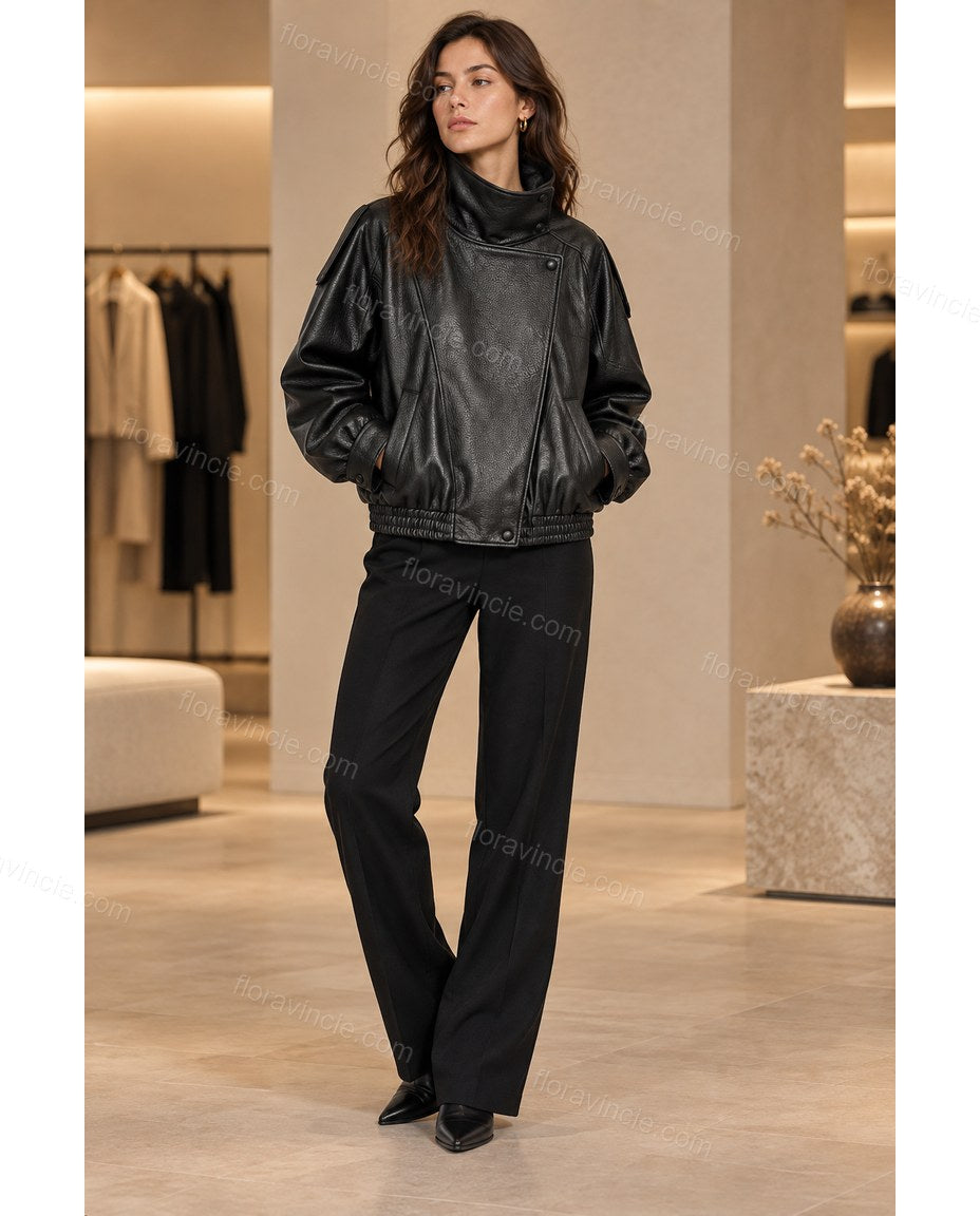 Black Asymmetric Jacket, full-length hero view, by Floravincie
