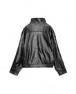 Black Asymmetric Jacket, side and back studio view, by Floravincie