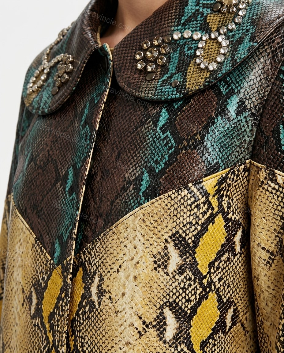 Tan Animal Print Jacket, close-up of animal print, by Floravincie