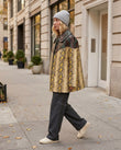 Tan Animal Print Jacket, walking lifestyle view, by Floravincie