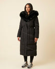 Black Faux-Fur Coat, full-length hero view, by Floravincie