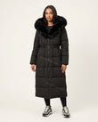 Black Faux-Fur Coat, front studio view, by Floravincie
