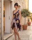 Dark Purple Floral Mini Embroidered Dress, alternate use-case lifestyle view, by Floravincie