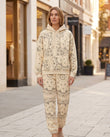 Cream Paisley Knit Ribbed Pants Set, alternate use-case lifestyle view, by Floravincie