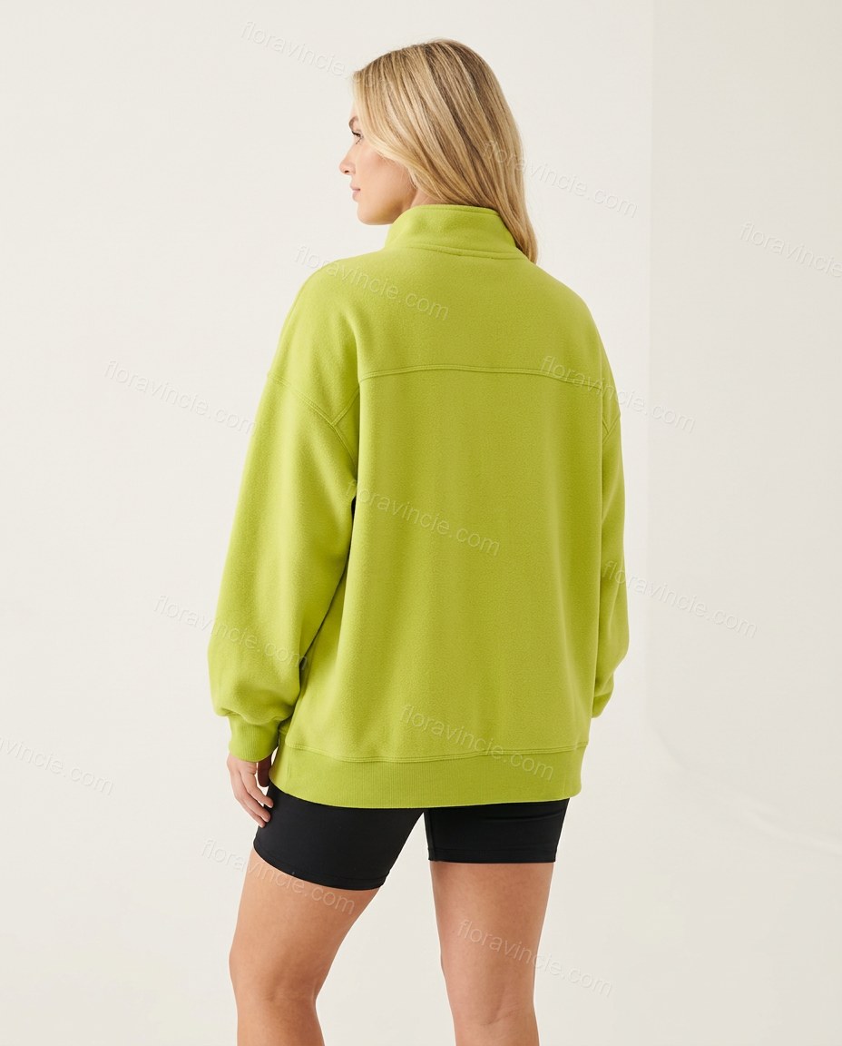 Lime Green Knit Ribbed Top, back studio view, by Floravincie