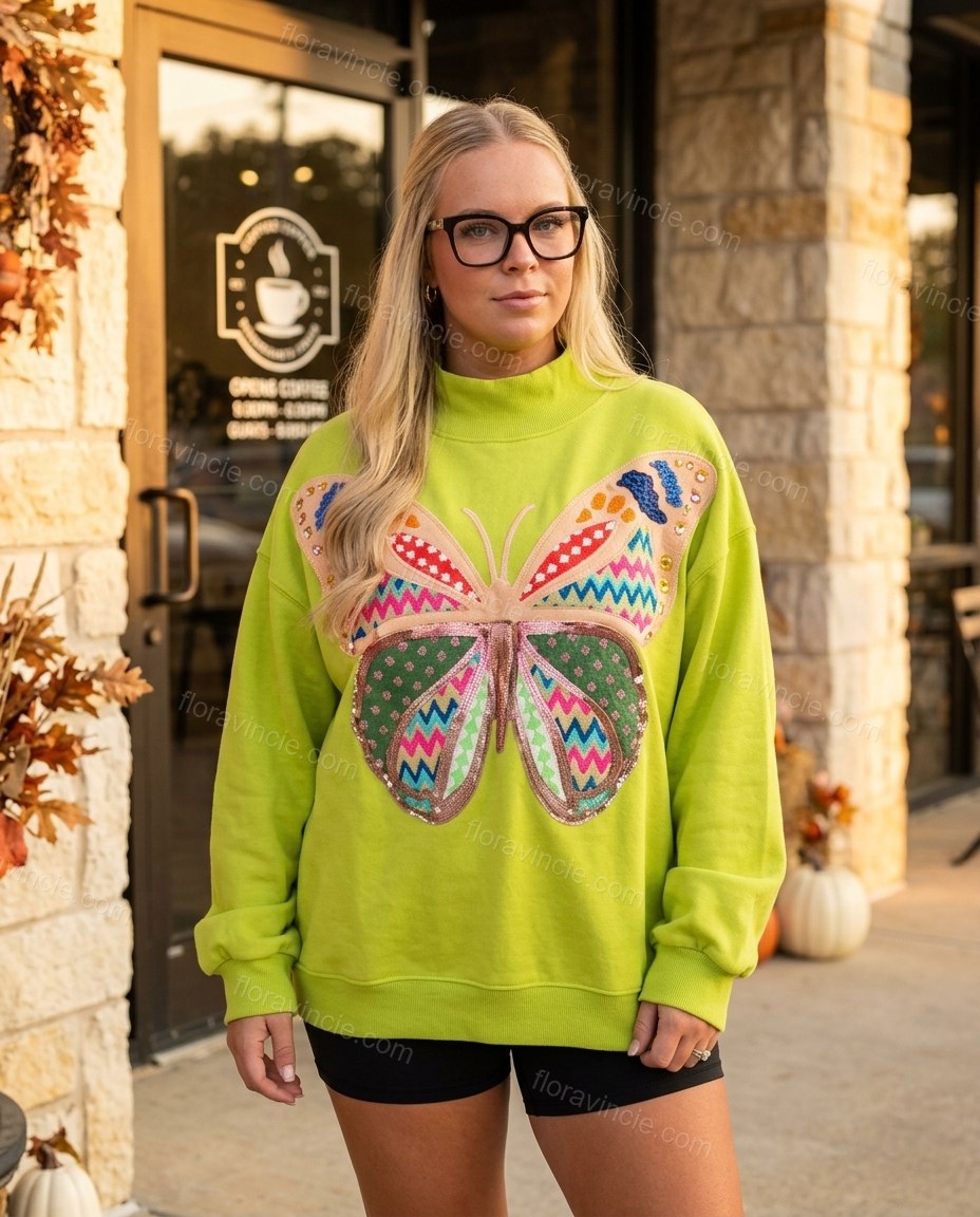 Lime Green Knit Ribbed Top, three-quarter brand lifestyle view, by Floravincie