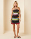 Black Modern Striped Mini Dress by Floravincie
