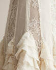 Cream Floral Mini Ruffled Dress, close-up of floral, by Floravincie