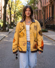 Mustard Yellow Embroidered Jacket, full-length hero view, by Floravincie