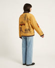 Mustard Yellow Embroidered Jacket, back studio view showing embroidered design with no visible details, by Floravincie